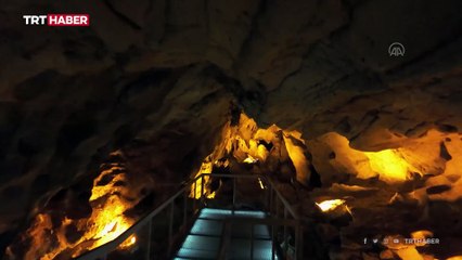 Tulumtaş Mağarası dron ile görüntülendi