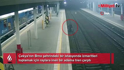 İzmarit toplamak için raylara indi, ölümden döndü