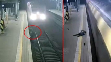 Mucizevi kurtuluş! İzmarit toplamak için raylara inen adam böyle ölümden döndü