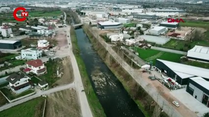 İzmit Körfezi'ne akan dere siyaha büründü