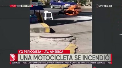 Una moto se incendia en la Av. Las Américas y causa pánico