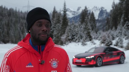 Bayern's Alphonso Davies and Jamal Muisala interview at Audi drifting session
