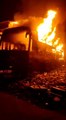 Burning Bus : गैराज के बाहर खड़ी स्लीपर बस में आग