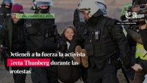 Detienen a la fuerza la activista Greta Thunberg durante las protestas contra una mina a cielo abierto en Alemania