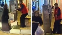 Yaşlı kadın, çöpe atılacak tarihi geçmiş ürünleri market çalışanının elinden alıp kaçtı