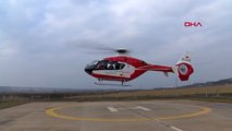 Ambulans helikopter beyin kanaması geçiren çocuk için havalandı