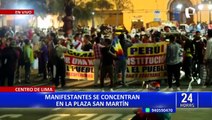 Manifestantes se congregan en la Plaza San Martín para marchar en contra del Gobierno