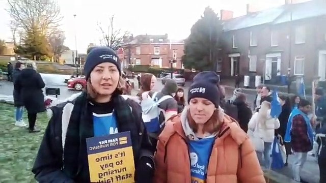 The picket line at Royal Hallamshire Hospital where Sheffield nurses have begun first of two days of strike action