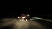 Reckless driver spins out of control on icy roads in dramatic dashcam footage
