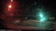Dashcam shows reckless UK driver spin out of control on icy roads narrowly avoiding oncoming traffic