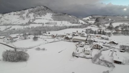 La nieve en Gorriti (Navarra) a vista de dron