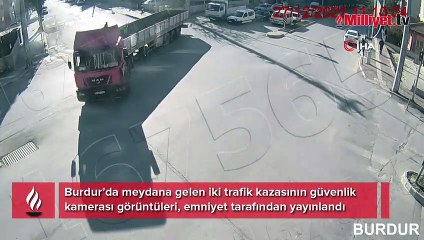 Burdur'daki trafik kazaları kameralara yansıdı