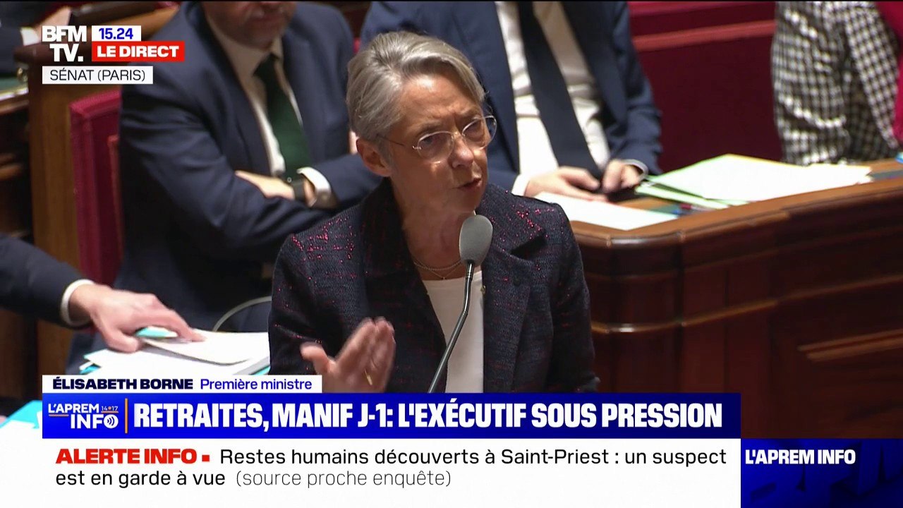 Interpellée au Sénat, Élisabeth Borne défend la réforme de retraites comme "un projet de justice, de progrès social"
