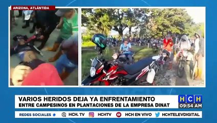 ¡Varios heridos deja enfrentamiento entre empleados de Dinant e invasores de tierras en Atlántida!
