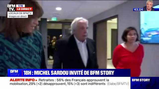 Michel Sardou arrive dans les locaux de BFMTV