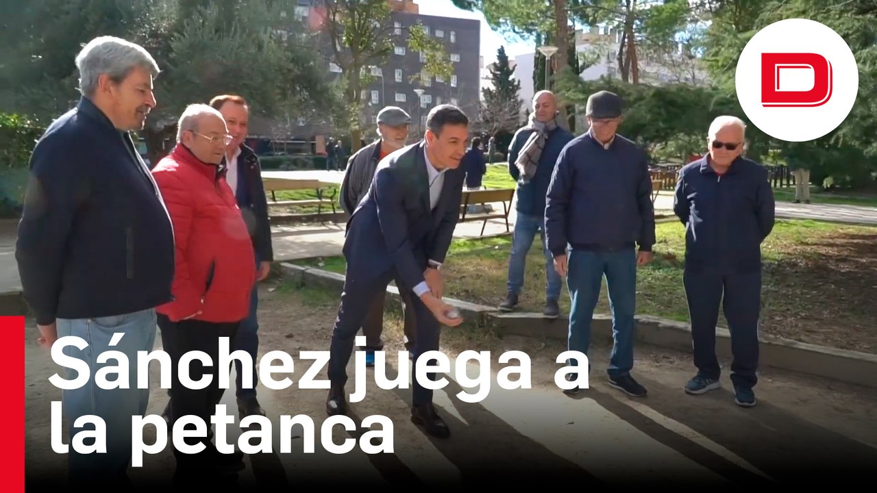 Sánchez pasa de Davos a jugar a la petanca con unos pensionistas de Coslada  - Vídeo Dailymotion