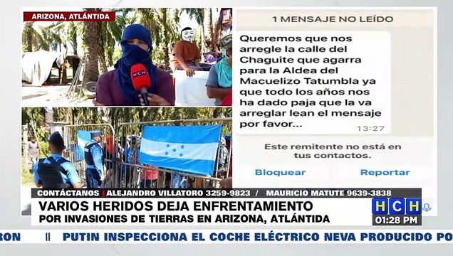 ¡Varios heridos deja enfrentamiento entre empleados de Dinant e invasores de tierras en Atlántida!
