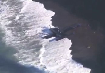 Plane crash on the beach in Carlsbad, California