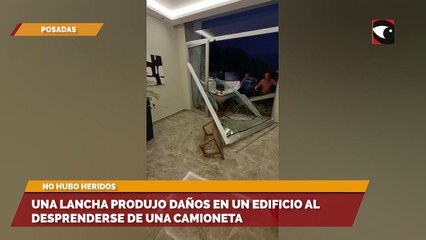 Una lancha produjo daños en un edificio al desprenderse de una camioneta
