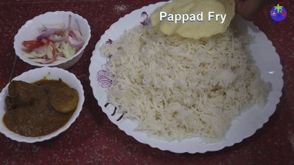 White Rice with Chicken Curry Eating | White Rice, Chicken Curry, Salad and Pappad Fry Mukbang