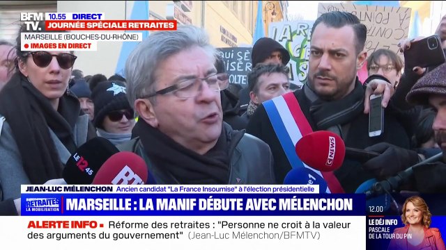 Les années Blair, Thatcher, c'est fini : Mélenchon s'exprime sur la réforme des retraites depuis la manifestation de Marseille