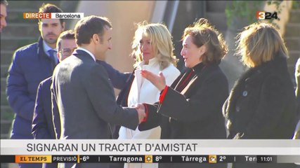 Aragonès té un minut a la cimera: saluda Macron i se'n va