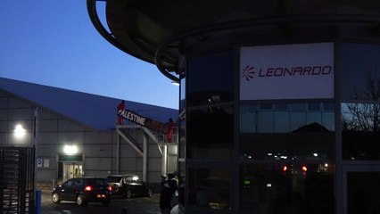 Palestine Action Scotland scale roof of Leonardo building on Crewe Road