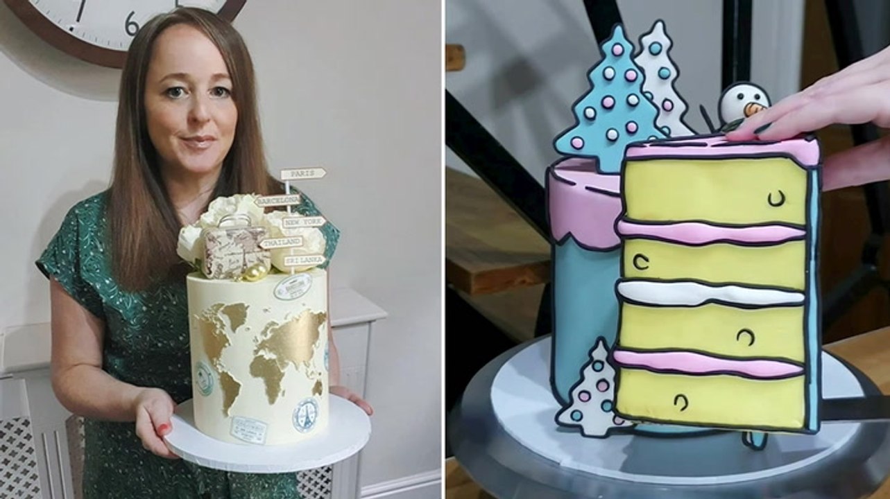 Baker reveals how she creates 2D optical illusion cartoon cakes