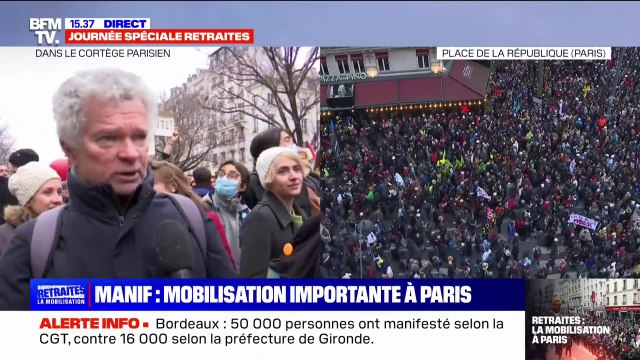 Réforme des retraites: Je suis là en solidarité pour les jeunes affirme un manifestant dans le cortège parisien