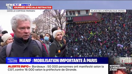 Réforme des retraites: "Je suis là en solidarité pour les jeunes" affirme un manifestant dans le cortège parisien