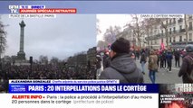 Manifestation contre la réforme des retraites: la police a procédé à l'interpellation d'au moins 20 personnes dans le cortège parisien