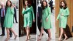 Pregenant Kate Middleton Greets Spring In A Mint-Green Coat Dress By Jenny Packham In London