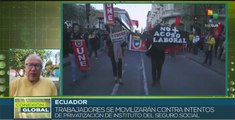 Trabajadores ecuatorianos convocan a movilizacin contra medidas gubernamentales