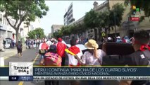 Perú: Manifestantes se dirigen a la sede del Congreso para exigir su cierre con una bandera en luto