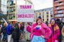 Pro gender recognition bill supporters Scottish Trans hold a "Rally for Trans Equality" outside the Queen Elizabeth House in Edinburgh.