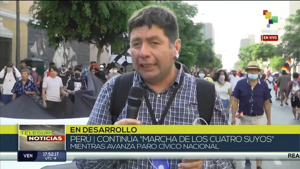 Peruanos denuncian represión policial en medio de la segunda gran “Marcha de los Cuatro Suyos”
