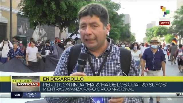 Peruanos denuncian represión policial en medio de la segunda gran “Marcha de los Cuatro Suyos”