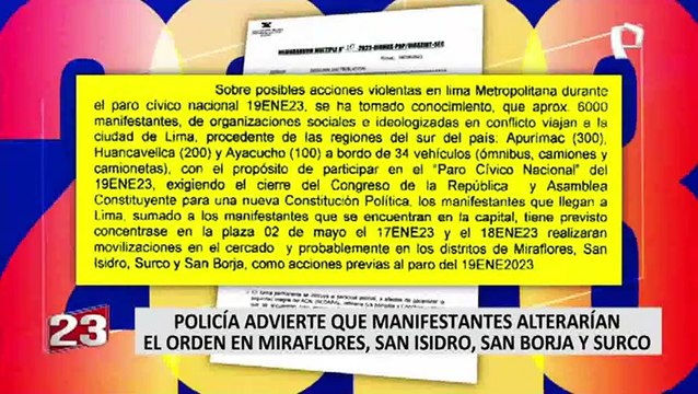 Toma de Lima: PNP advierte que manifestantes se dirigirían a Miraflores, San Isidro, Surco y San Borja
