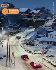 Determined car conquers Icy hill