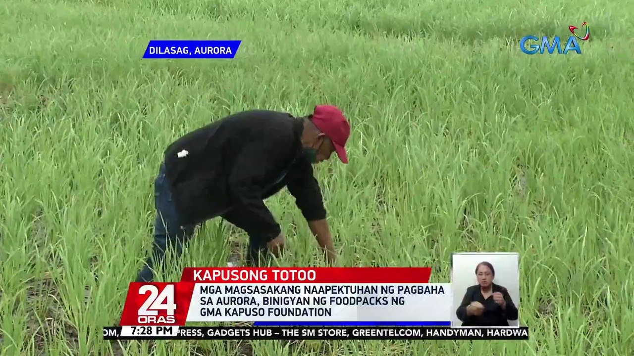 Mga magsasakang naapektuhan ng pagbaha sa Aurora, binigyan ng foodpacks ng GMA Kapuso Foundation | 24 Oras