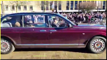 King Charles III arrives at Bolton Town Hall