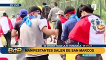 Manifestantes salen de la Universidad de San Marcos para participar de marcha