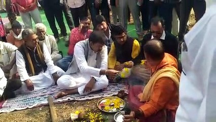 दो सभामंचों का विधायक ने किया भूमिपूजन