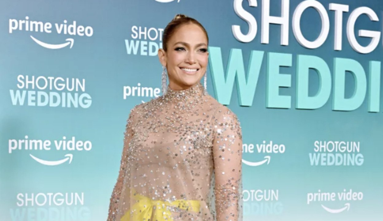 Jennifer Lopez Wore a Naked Dress with a Dopamine Inducing Pop of Color