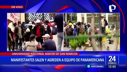 Manifestantes arrojan piedra y agua a camarógrafo de Panamericana Televisión