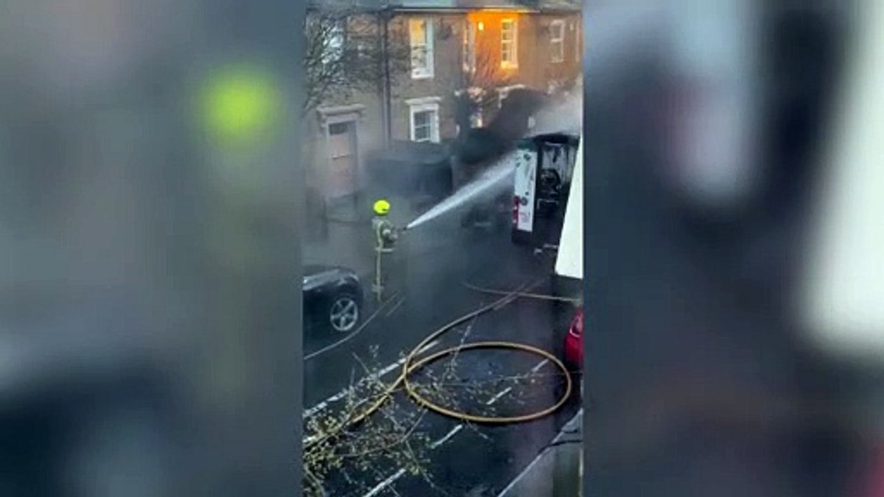 Dramatic pictures show burnt-out shell of London school bus - which caught fire with children inside, it is claimed