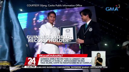 Guinness World Record para sa "Longest line of candles lit in relay," napasakamay ng mga taga-Silang, Cavite na nakapagsindi ng 621 kandila | 24 Oras