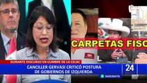 Canciller Gervasi responde sobre injerencia de presidentes extranjeros en asuntos internos