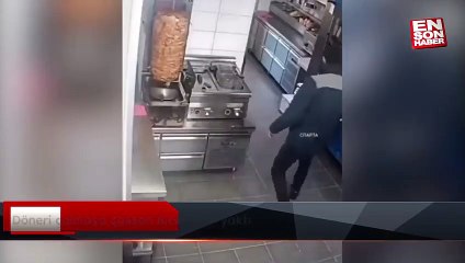 Döneri çalmaya çalışan hırsız elini yaktı