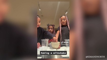 North West Teaches Chicago & Psalm How To Make Milkshakes In Cute New Tiktok Video